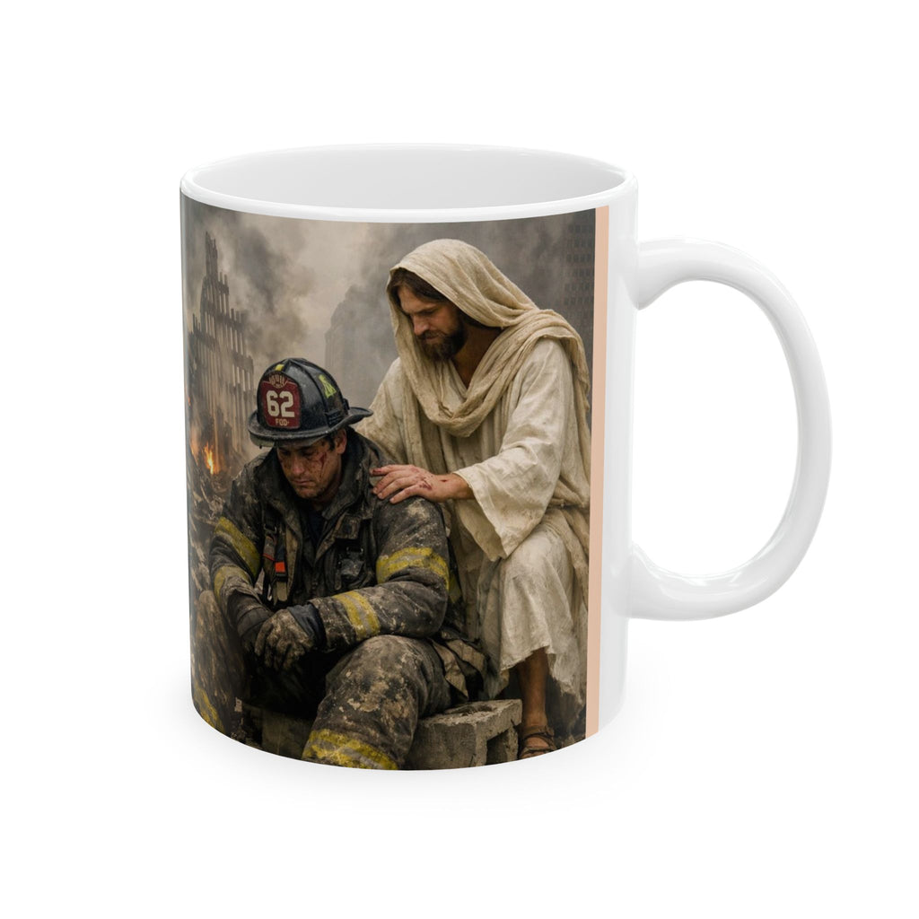 9/11 MEMORIAL MUG — Inspirational Scripture Tribute Ceramic Coffee Cup (11oz)