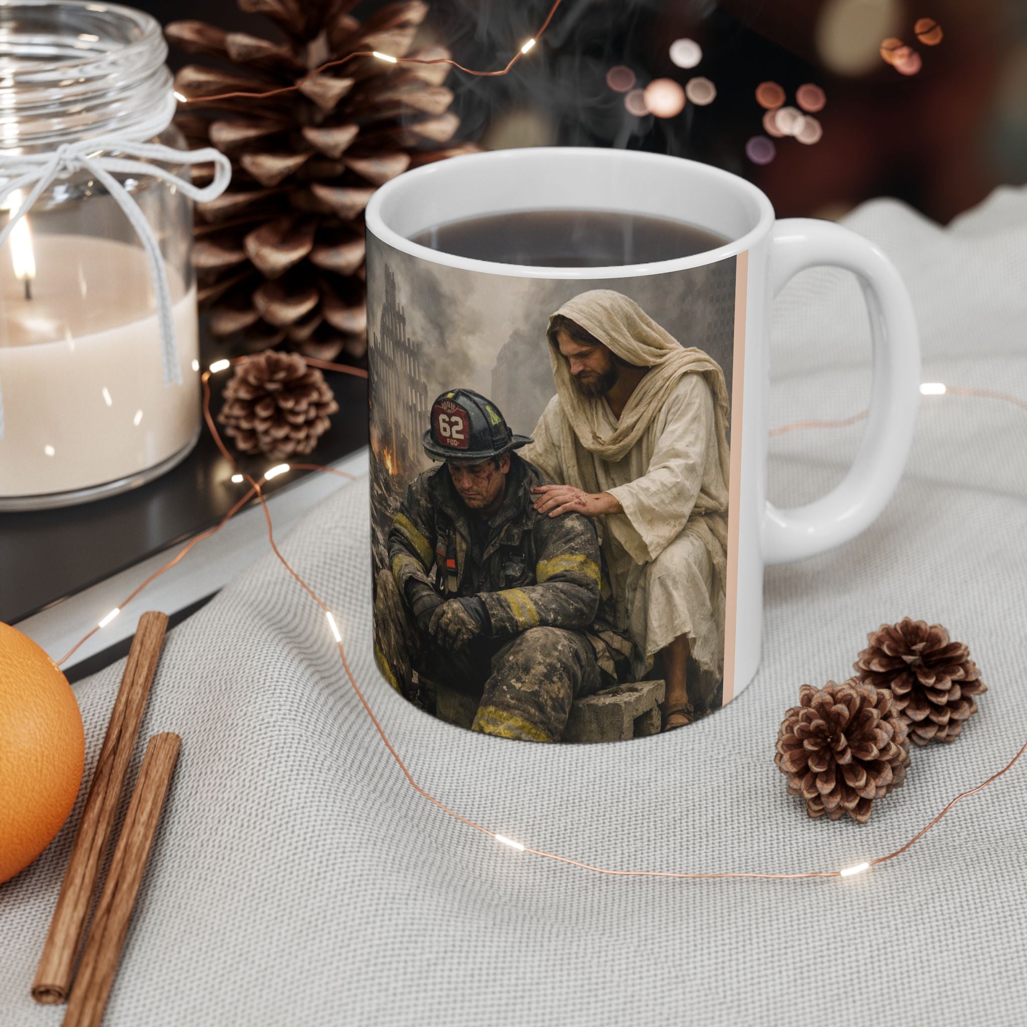 9/11 MEMORIAL MUG — Inspirational Scripture Tribute Ceramic Coffee Cup (11oz)